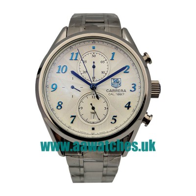 UK 44 MM Cheap TAG Heuer Carrera CAS2111.BA0730 Fake Watches With Silver Dials For Men