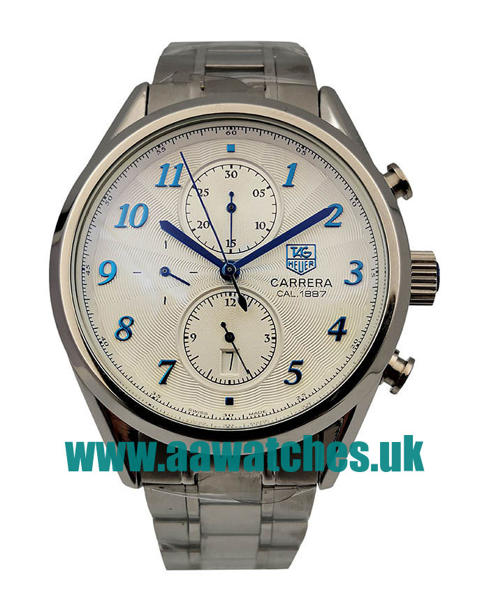 UK 44 MM Cheap TAG Heuer Carrera CAS2111.BA0730 Fake Watches With Silver Dials For Men