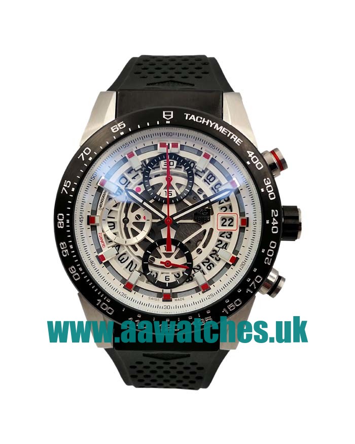 46 MM White Skeleton Dials TAG Heuer Carrera CAR201V.FT6046 Fake Watches With Steel Cases