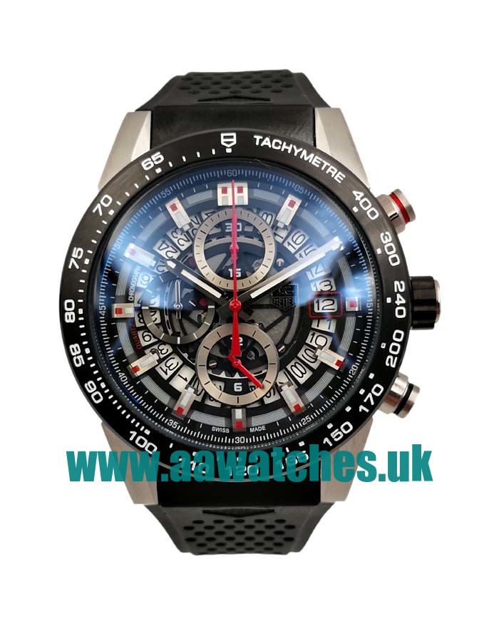 UK AAA Quality TAG Heuer Carrera CAR2A1Z.FT6044 Replica Watches With Black Skeleton Dials For Men
